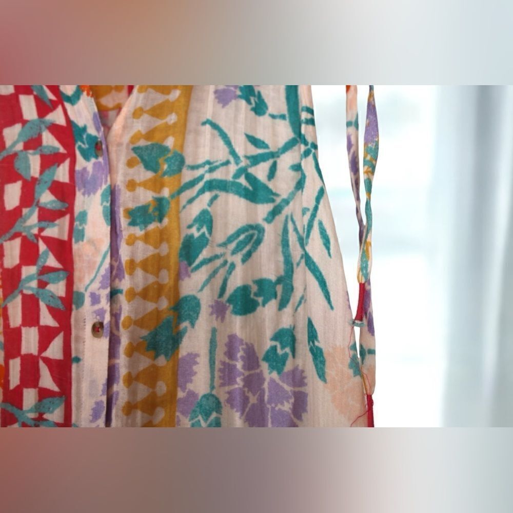 Anthropologie Ellen Merchant Shoulder-Tie Buttondown Dress Size XXS - Picture 10 of 16